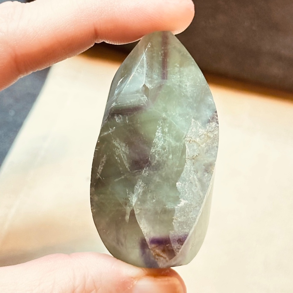 Rainbow Fluorite Faceted Freeform Crystal Spiritual Clarity Focus Green Purple - Picture 6 of 11